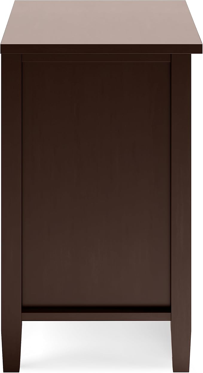 SIMPLIHOME Warm Shaker SOLID WOOD 24 Inch Wide Transitional Bedside Nightstand Table in Russet Brown, For the Living Room and Bedroom