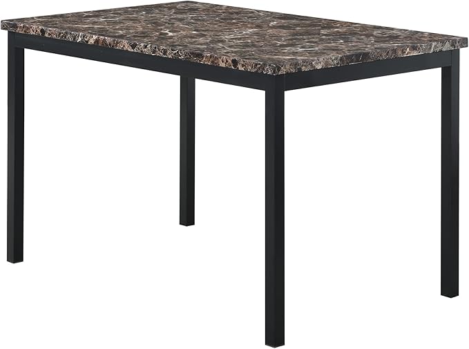 KEIKI 5 Piece Dining Table Set with 48" Marble Table & 4 PU Leather Padded Chair for 4 Person,Kitchen, Living Room,Dining Room Furniture,Easy Assembly,Black