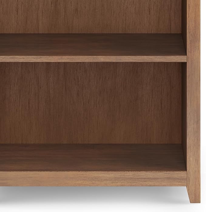 SIMPLIHOME Amherst Bookcase - 70 inch Tall 5-Shelf Solid Wood Bookshelf in Rustic Natural Aged Brown, Transitional Storage for Living Room, Study or Office with Adjustable Shelves and Tapered Legs