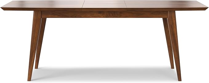 SIMPLIHOME Draper Extendable Dining Table, Solid Wood Walnut Veneer in Walnut, 66-84 x 40 inches, Mid-Century Modern-Style Rectangular Expandable Kitchen Table with Butterfly Leaf for 6+ People