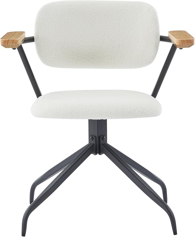 Modern Swivel Dining Chairs Set of 2 with Arms,Upholstered Comfortable Dining Room Chairs, Wooden Armrests & Sturdy Metal Frame, Stylish Kitchen & Dining Table Chairs for Modern Décor