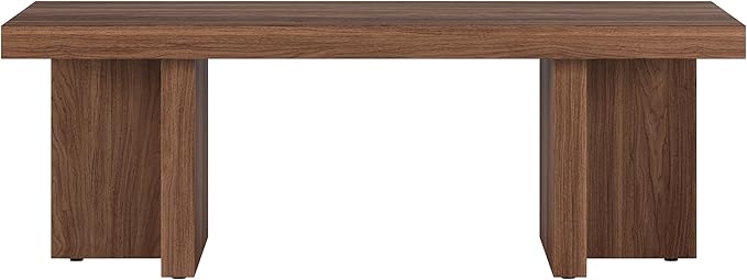 Henn&Hart 44" Rectangular Low-Profile Wood Coffee Table with Sled Base for Living Room, Family Room, or Office, Satin Walnut