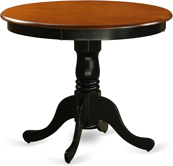 East West Furniture ANAV5-BLK-LC 5 Piece Dinette Set for 4 Includes a Round Kitchen Table with Pedestal and 4 Faux Leather Dining Room Chairs, 36x36 Inch, Black & Cherry