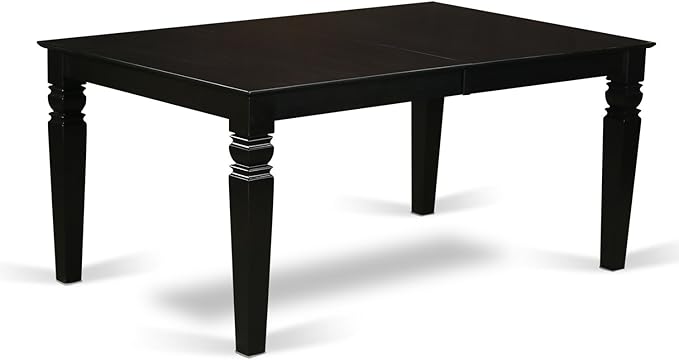 East West Furniture LGDR9-BLK-24 9 Piece Dining Room Set Includes a Rectangle Kitchen Table with Butterfly Leaf and 8 Black Color Linen Fabric Upholstered Chairs, 42x84 Inch, Black