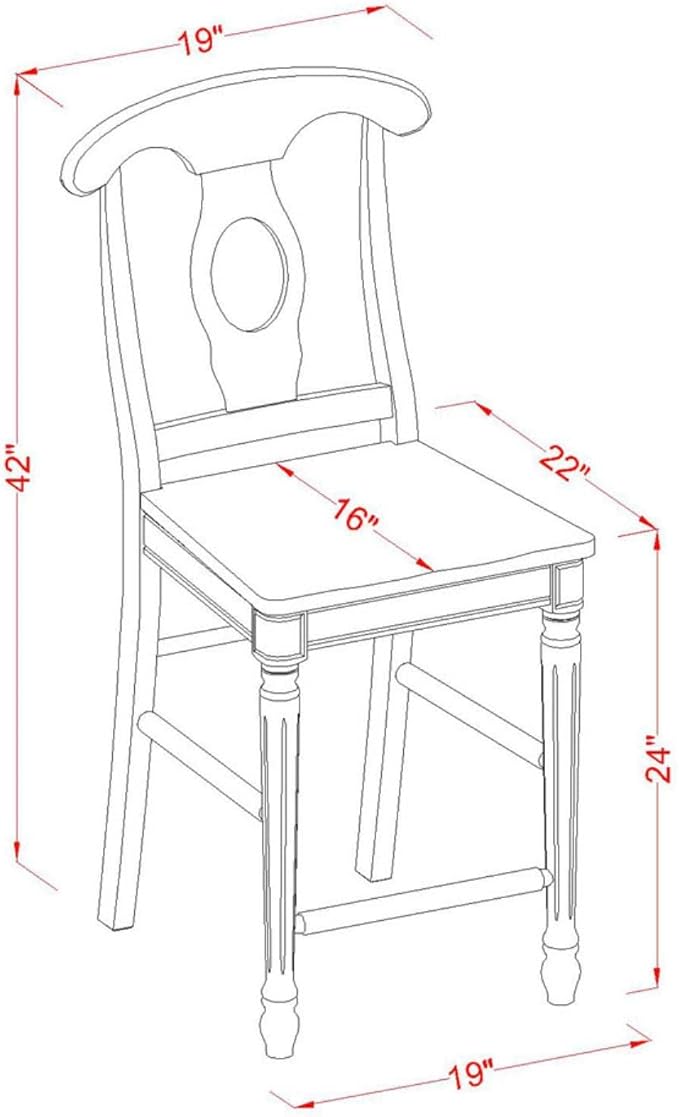 East West Furniture YAKE3-BLK-W 3 Piece Kitchen Counter Set for Small Spaces Contains a Rectangle Dining Room Table and 2 Dining Chairs, 30x48 Inch, Black & Cherry