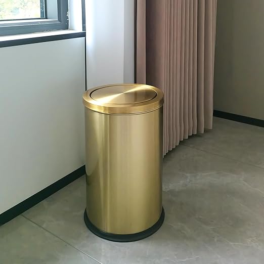 2.6 Gallon Gold Bathroom Trash can with lid,Small Office Garbage can Wastebasket bin for Bedroom,Living Room,Kitchen (Gold)