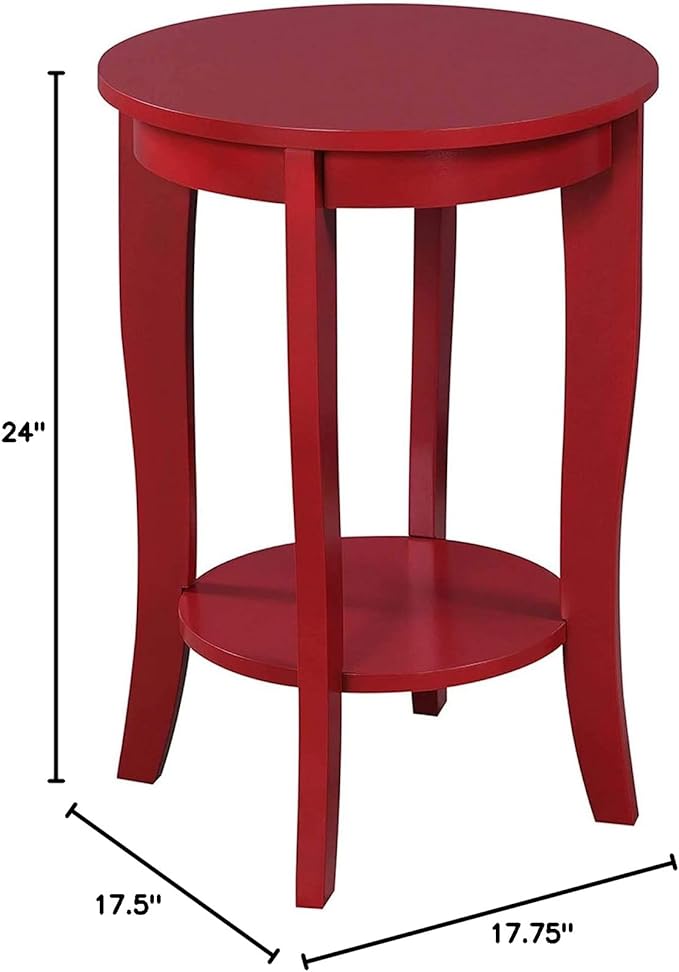 Convenience Concepts American Heritage Round End Table, Cranberry Red