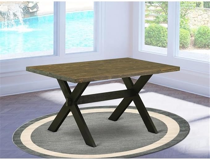East West Furniture XT676 X-Style Dining Room Table - a Rectangle Solid Wood Table Top with Stylish Legs, 36x60 Inch, Multi-Color