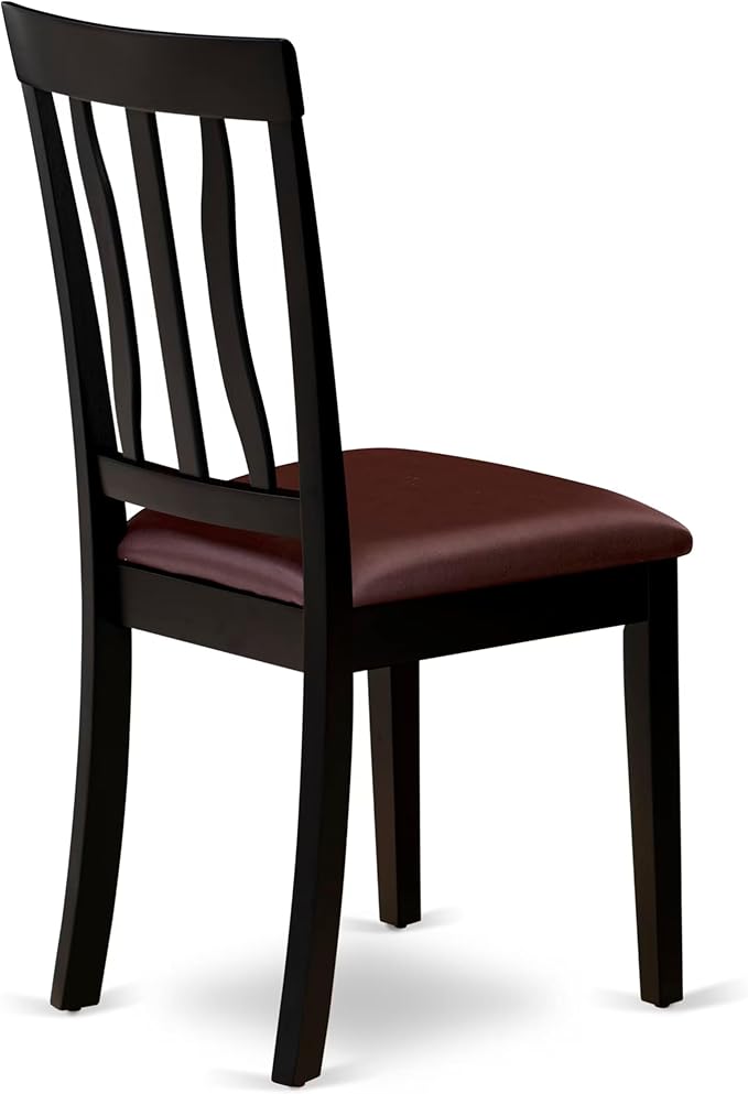 East West Furniture HLAN5-BCH-LC 5 Piece Dining Set Includes a Round Dining Table with Pedestal and 4 Faux Leather Kitchen Room Chairs, 42x42 Inch, Black & Cherry
