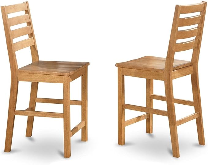 East West Furniture JACF3-OAK-W 3 Piece Counter Height Dining Set for Small Spaces Contains a Round Wooden Table with Pedestal and 2 Kitchen Chairs, 36x36 Inch, Oak