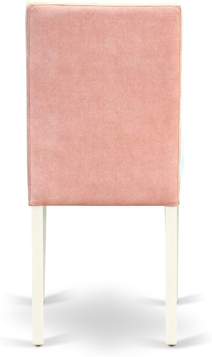 East West Furniture VAAS9-LWH-42 9 Piece Kitchen Table Set Mid-Century Includes A Dining Table and 8 Beige Red Polyester Fabric Upholstered Dining Chairs with Stylish Back- Linen White Finish