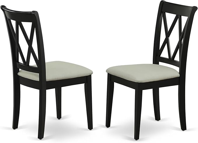East West Furniture DUCL7-BLK-C 7 Piece Dining Room Furniture Set Consist of a Rectangle Dining Table and 6 Linen Fabric Upholstered Chairs, 36x60 Inch, Black