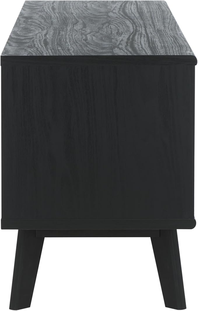 SAFAVIEH ESMA TV Stand for up to 65" Flatscreen – Black, Sliding Doors with Interior Storage, Entertainment Media Console (MED9640B)