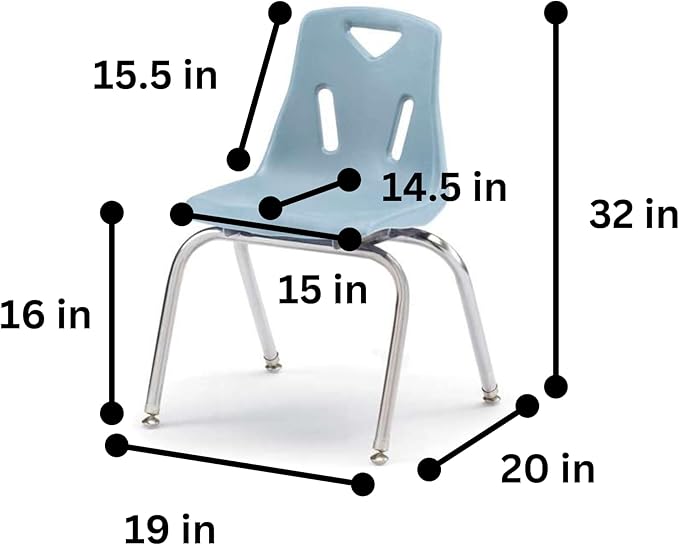Berries Jonti-Craft 8146JC6131 Stacking Chairs with Chrome-Plated Legs, 16" Height, Coastal Blue, Pack of 6