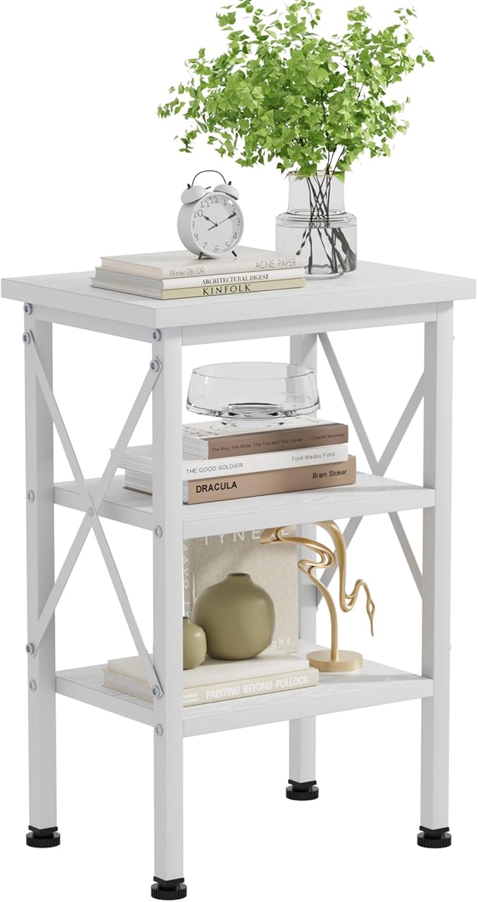 VECELO Modern Nightstands X-Design Side End Table Night Stand with Storage Shelf for Bedroom,Living Room