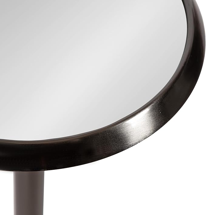 Kate and Laurel Sanzo Modern Pedestal Drink Table, 10 x 10 x 23, Gray Gunmetal, Decorative End Table with Mirrored Tabletop for Use as Small Plant Stand or Cute Martini Table