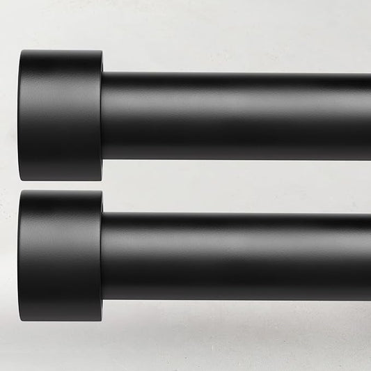 2 Pack Curtain Rods for Windows 66 to 120 Inch(5.5-10ft), 1 Inch Black Heavy Duty Curtain Rod Set, Adjustable Extra Long Outdoor Drapery Rods for Patio, Size 32"- 120"