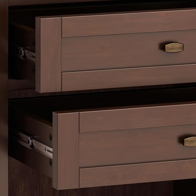 SIMPLIHOME Warm Shaker SOLID WOOD 24 Inch Wide Transitional Bedside Nightstand Table in Russet Brown, For the Living Room and Bedroom