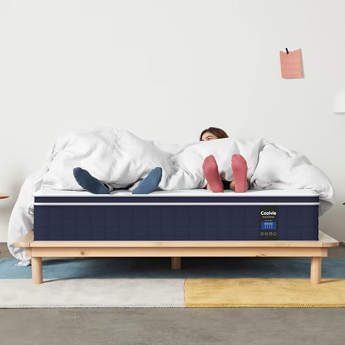 Coolvie Firm Twin Mattress for Adults in a Box, 12 Inch Twin Bed Mattress with Extra Lumbar & Shoulder Support, Hybrid Memory Foam & Pocket Spring for Pressure Relief, 100-Night Trial