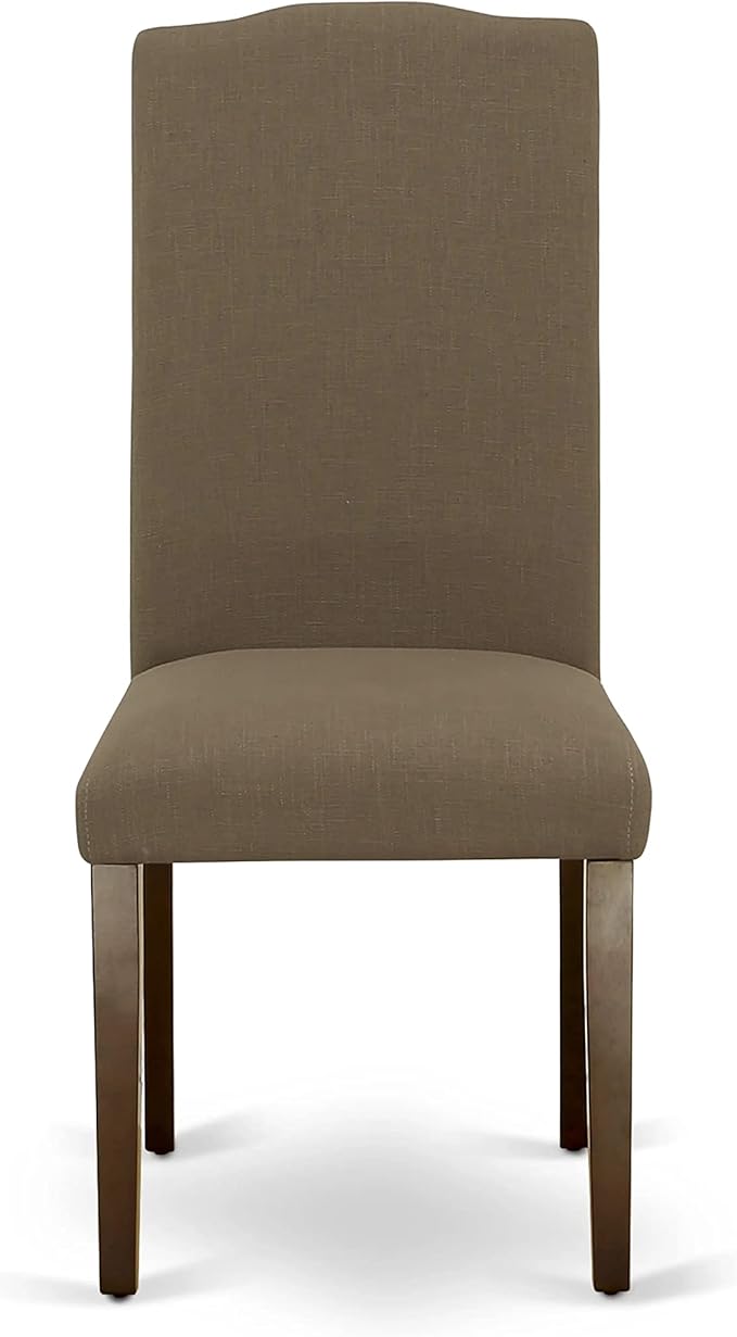 East West Furniture NDEN3-MAH-18 3 Piece Dining Set Contains a Rectangle Dining Room Table with Dropleaf and 2 Dark Coffee Linen Fabric Upholstered Chairs, 30x48 Inch, Mahogany