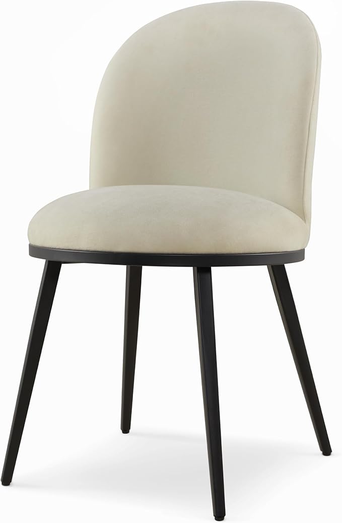 Dining Chairs Set of 6, Fabric Upholstered Dining Room Chairs with Ergonomic Backrest & Metal Legs, Modern Kitchen Side Chairs for Home, Restaurant, and Café, Sand, 2 Boxs