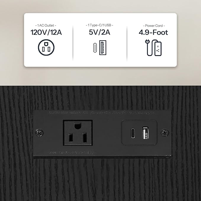 HOOBRO Side Table with Charging Station, Set of 2 End Tables with USB Port and Outlets, Nightstand with 2-Layer Storage Shelves for Small Spaces, Living Room, Bedroom, Black BK09UBZP201