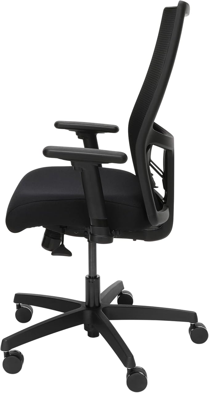 HON Ignition 2.0 Mid Back Task Chair, Standard Synchro-Tilt Control, Office Chair with Lumbar Support, Height and Width Adjustable Arms, Black Frame, Black