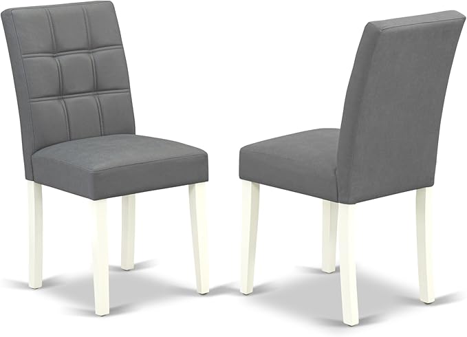 East West Furniture DOAS7-LWH-41 7 Piece Modern Dining Table Set Includes A Wood Table and 6 Platinum Gray Polyester Fabric Padded Chairs with Stylish Back- Linen White Finish
