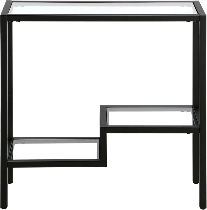 Henn&Hart 24" Wide Rectangular Side Table in Blackened Bronze, Table for Living Room, Bedroom