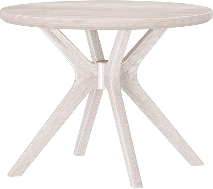 Plank+Beam Verso Round Dining Table, 38 Inch Solid Wood Kitchen & Dining Room Table, Minimalist Table for Dining Room, Kitchen Dinner Table, Coastal White