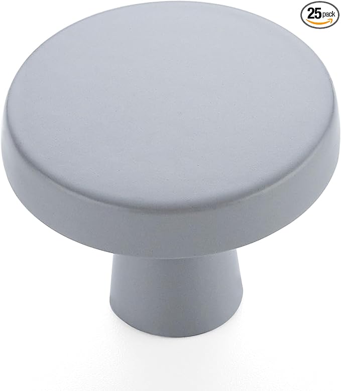 Ravinte 25 Pack Drawer Pulls 1-1/4 Inch Kitchen Cabinet Knobs Solid Round Dresser Drawer Knobs Grey Dresser Knobs Drawer Knobs Simple Cabinet Hardware for Cupboard Drawer Pulls