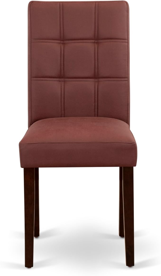 East West Furniture DOAS9-MAH-26 9 Piece Kitchen Table Set Consists A Dinning Table and 8 Burgundy Polyester Fabric Parson Dining Chairs, Mahogany