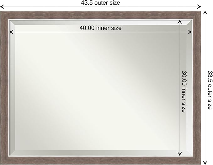 Amanti Art Brown Wall Mirror 34x44 Noble Mocha Rectangle Bathroom Mirror for Wall Decor Living Room, X-Large Casual Frame, Hangs Horizonally and Vertically, Bathroom Decor, Beveled Edge from WI, USA