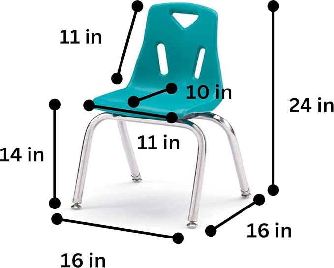 Berries Jonti-Craft 8144JC6005 Stacking Chairs with Chrome-Plated Legs, 14" Height, Teal, Pack of 6
