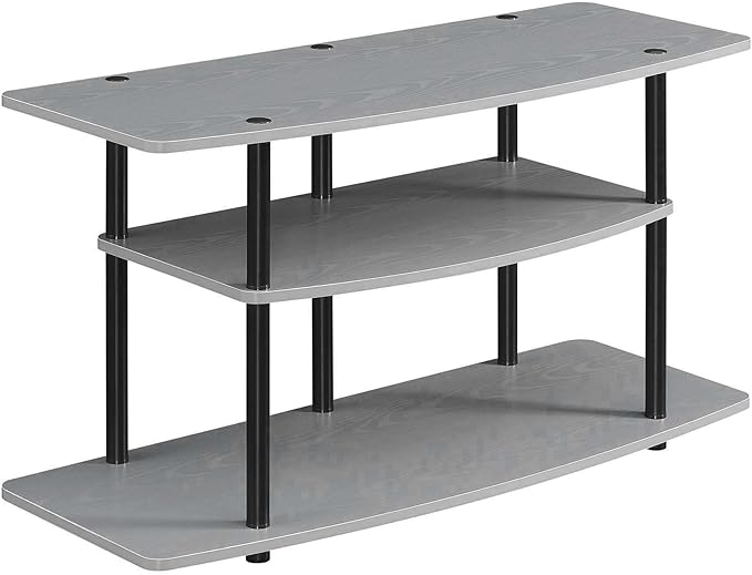 Convenience Concepts Designs2Go No Tools 3-Tier Wide TV Stand 42" - Entertainment Center for TVs up to 46 Inches, Modern TV Mount with Shelves for Living Room, Gray/Black