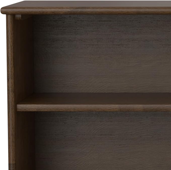 SIMPLIHOME Draper Bookcase - 30 inch Tall Solid Hardwood Low Bookshelf in Walnut Brown, Mid-Century Modern Storage for Living Room, Study Room or Office with Tapered Legs and Wide Open Shelves
