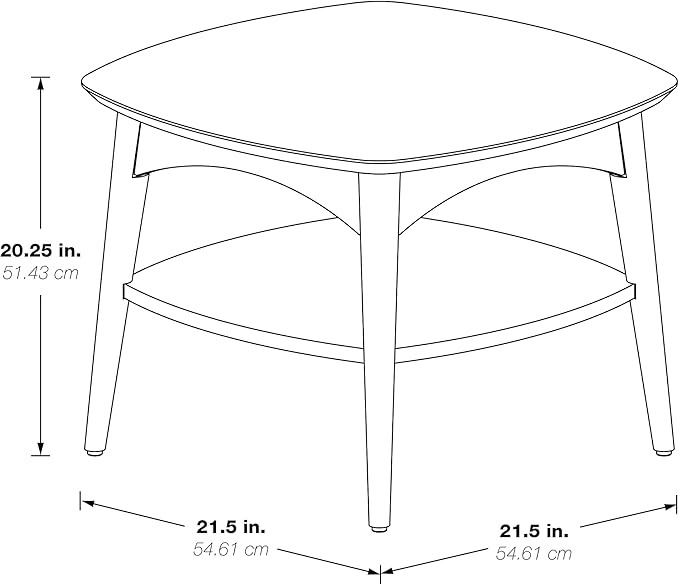 OSP Home Furnishings Copenhagen Mid-Century Moderm Accent Table with Storage Shelf, Walnut Finish