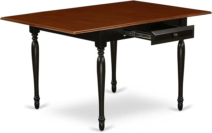 East West Furniture MZAV5-BCH-W 5 Piece Dinette Set for 4 Includes a Rectangle Dining Room Table with Dropleaf and 4 Dining Chairs, 36x54 Inch, Black & Cherry