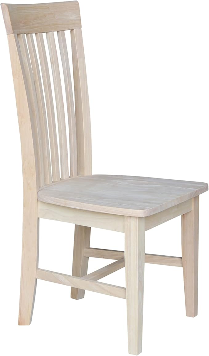 IC International Concepts Set of 2 Tall Mission Chairs Real/Solid Parawood, Kitchen/Dining/Accent, 18.1"W x 22.05"D x 40.16"H, 225 Lbs Wt. Capacity, DIY, Stain/Paint in Any Color, Unfinished