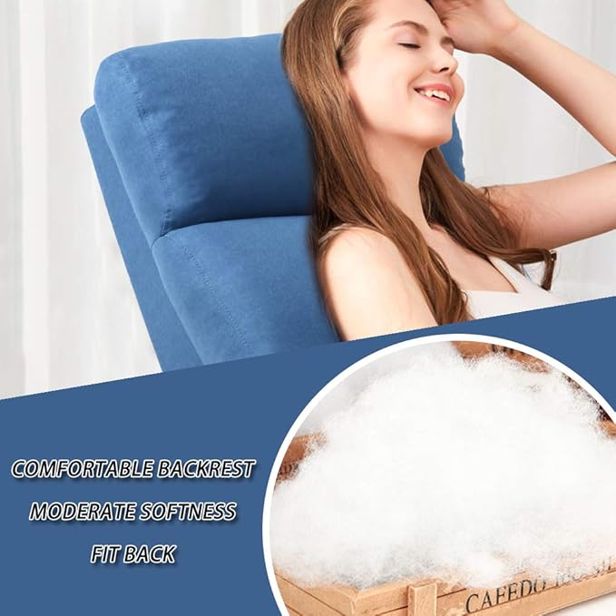 BestMassage | Recliner Chair | with 2 Point Massage Function | Textile Blue | with Lumbar Support, Adjustable Push Back, Footrest & Padded Seat | Easy Assembly | for Living Room, Home Theatre