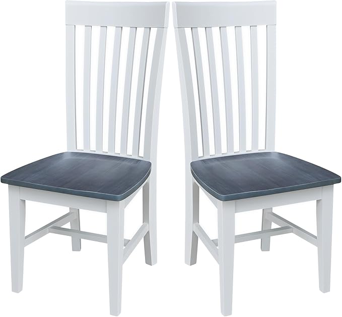 International Concepts Set of Two Tall Mission Chairs, White/Heather gray