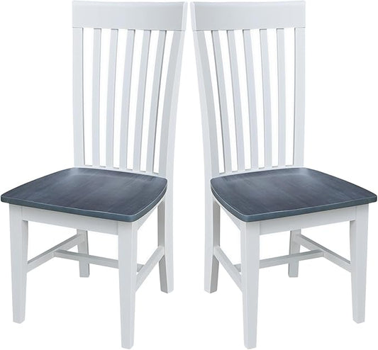 International Concepts Set of Two Tall Mission Chairs, White/Heather gray