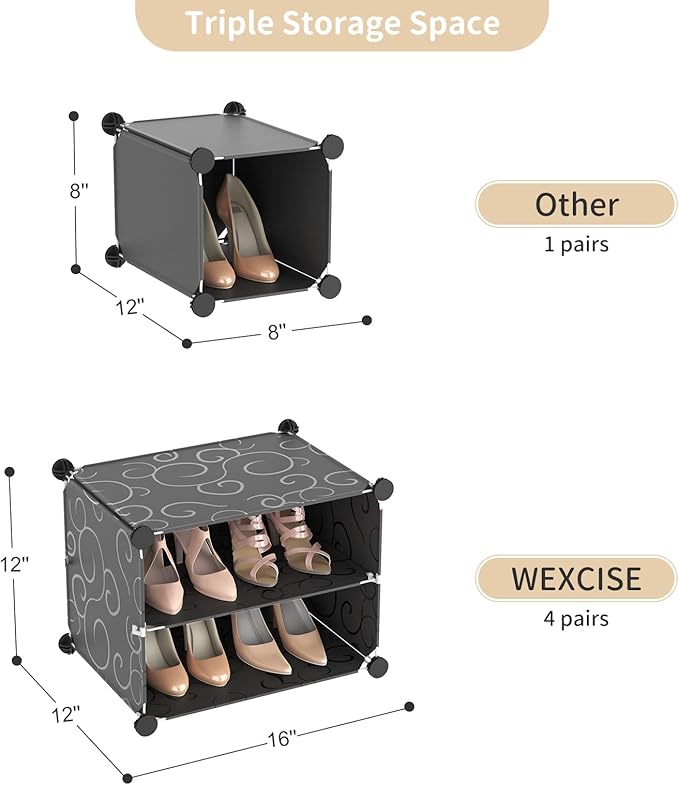 Portable Shoe Rack Organizer with Door, 80 Pairs Shoe Storage Cabinet Easy Assembly, Plastic Adjustable Shoe Storage Organizer Stackable Detachable Free Standing DIY Expandable 10 Tier Black