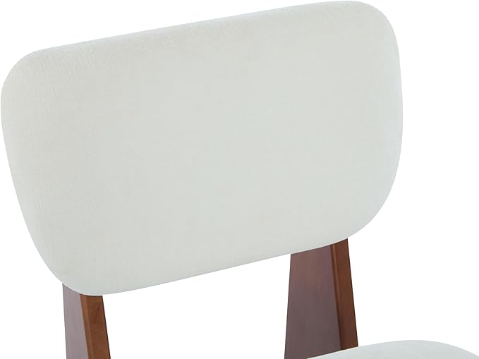 Christopher Knight Home Mores Low Profile Accent Chair Set of 2, Modern Living Room Armless Lounge Chair, Fabric Comfy Reading Chair for Bedroom, Wooden Frame and Thick Padded Seat, White+Walnut