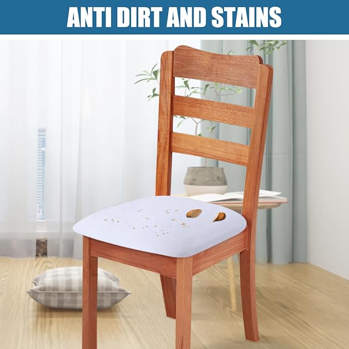 Smiry Velvet Seat Covers for Dining Room Chair Set of 6, Stretch Fit Removable Washable Chair Seat Cushion Protector Slipcovers with Ties, White