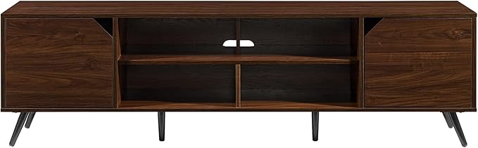 Walker Edison Nora Modern Minimal Open-Shelf TV Stand for TVs up to 80 Inches, 70 Inch, Dark Walnut