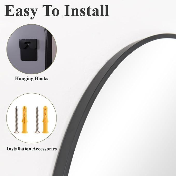 HARRITPURE 36"x48" Arched Bathroom Mirror - Black Wall Mounted Vanity Mirror Aluminum Alloy Frame Large Arch Wall Mirror for Living Room, Bedroom and Entryway