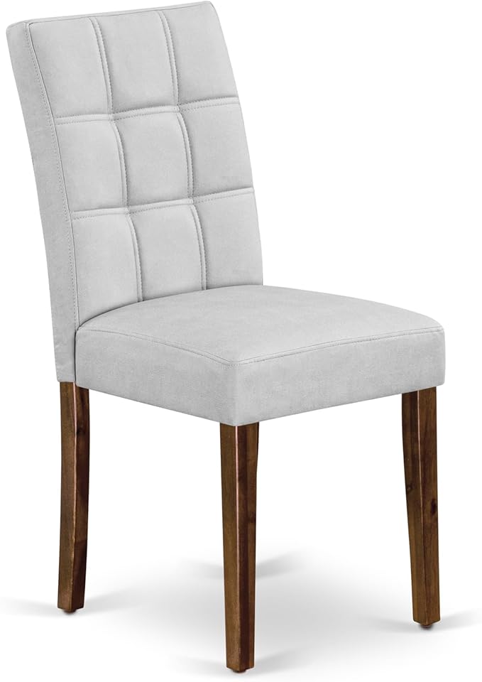 East West Furniture ANAS3-AWA-27 3 Piece Modern Dining Set consists A Dinning Table and 2 Light Gray Polyester Fabric Dinner Chairs, Antique Walnut
