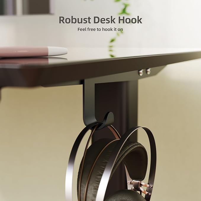 INNOVAR Glass Standing Desk with Drawers, 55×27.6 Inch Adjustable Stand Up Desk Quick Install Home Office Computer Desk, Black