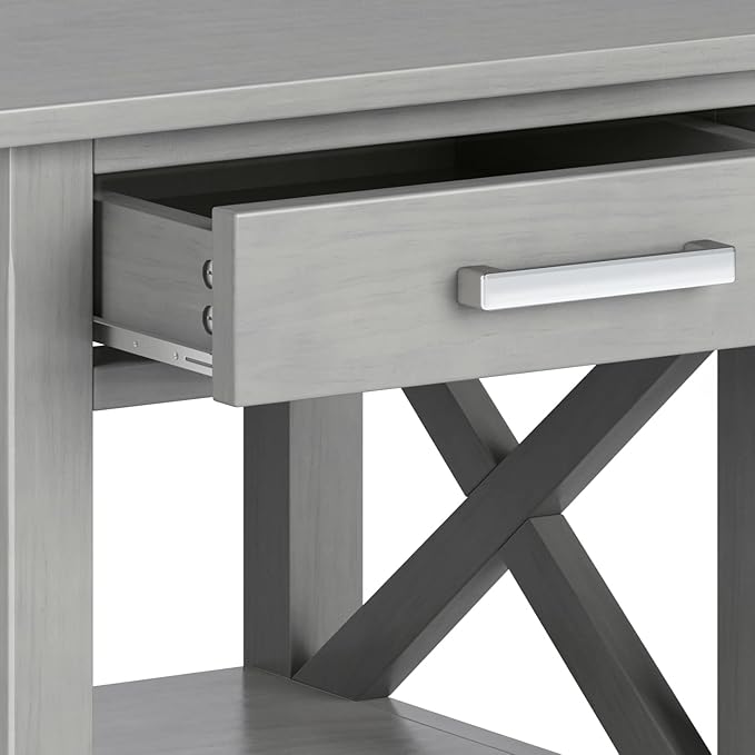 SIMPLIHOME Kitchener SOLID WOOD 21 Inch Wide Square Contemporary End Side Table in Fog Grey, For the Living Room and Bedroom